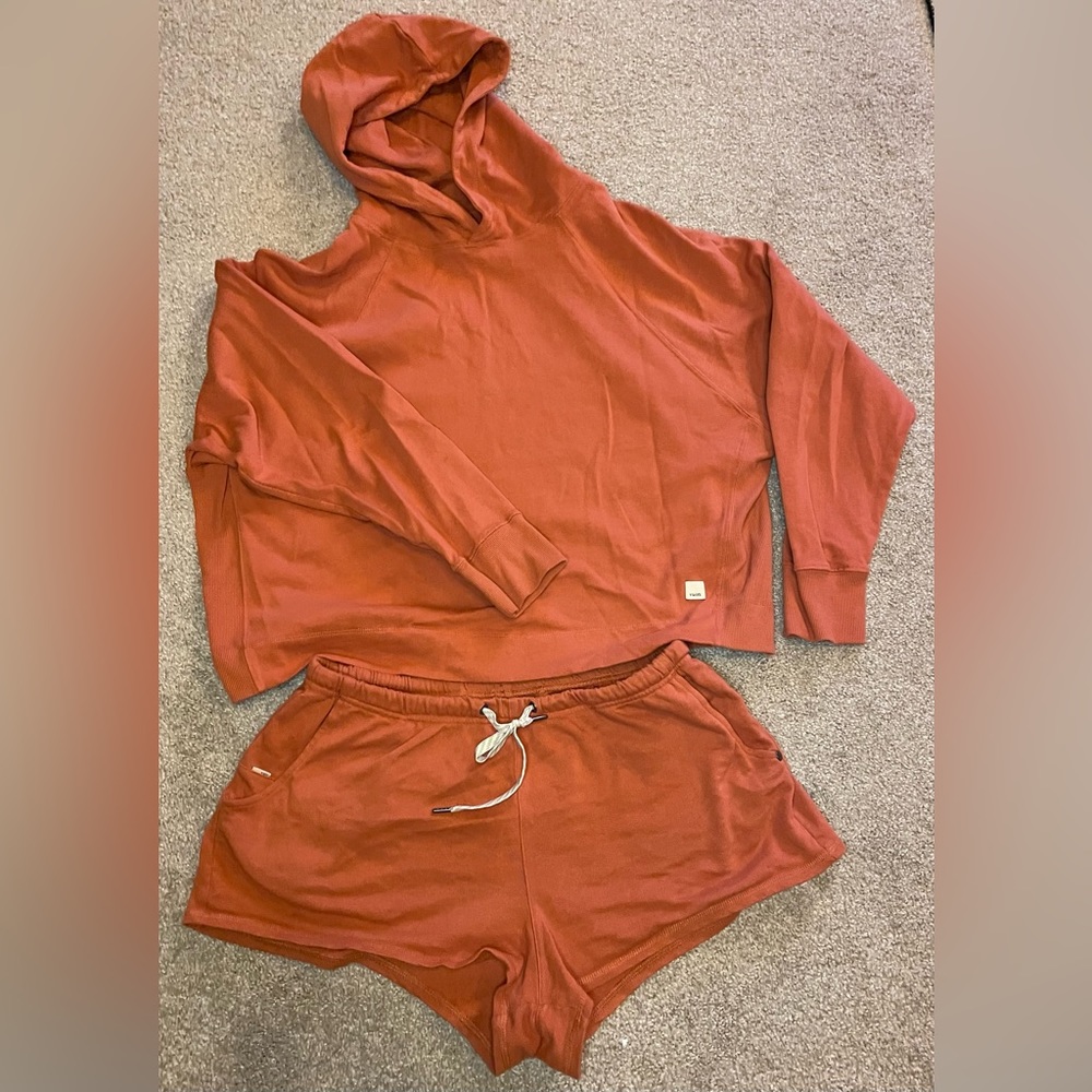 Vuori hoodie and shorts matching set